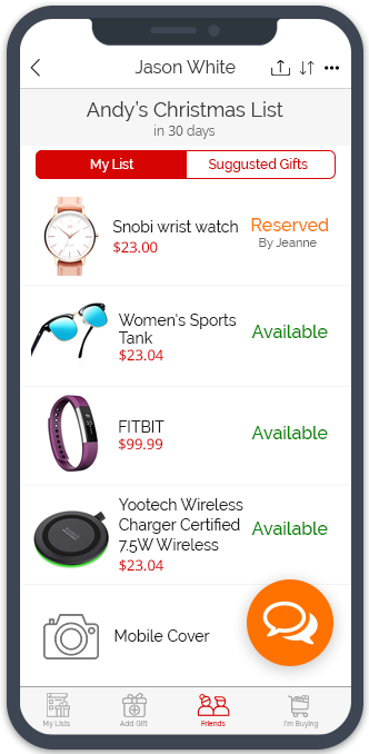 View friends' wishlists. Decide what to buy for them or suggest your own gift ideas